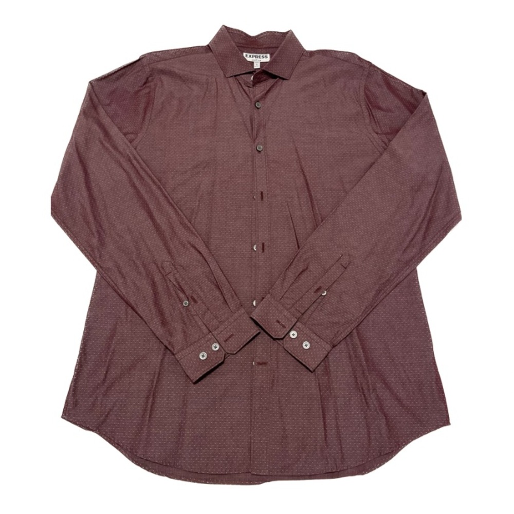 Express Men's Extra Slim Fit Burgundy Dress Shirt